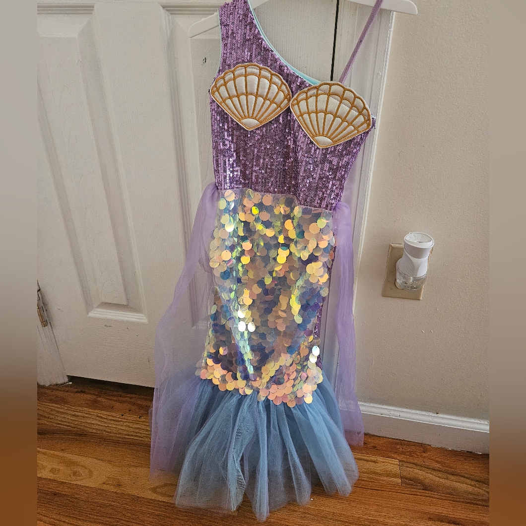 Mermaid Tail Dress. Little Girls Size 4. Purple & Blue With Sequins And Tulle.